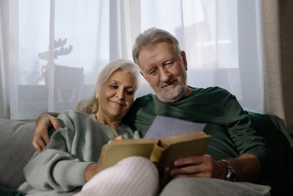 older couple looking at paper